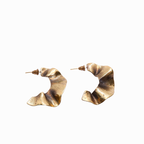 Wavy-C Bronze Earring