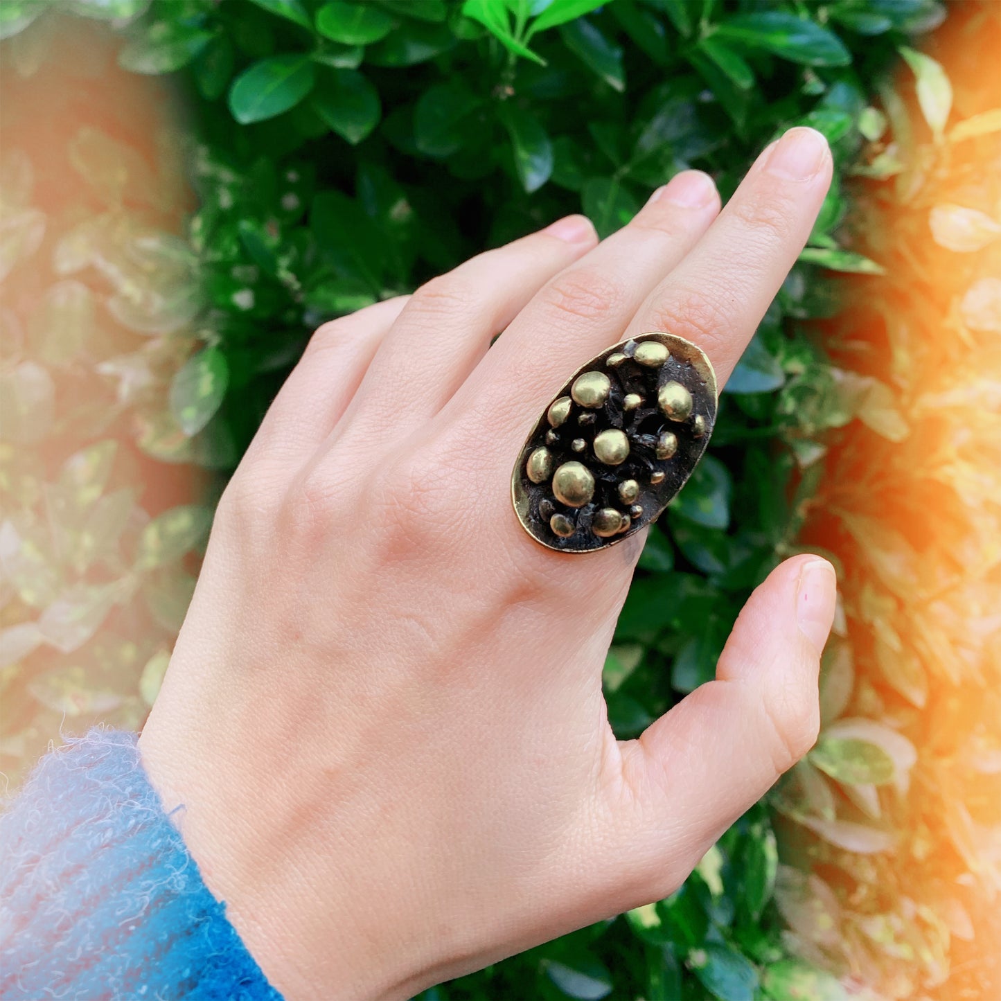 Dots Bronze Adjustable Ring