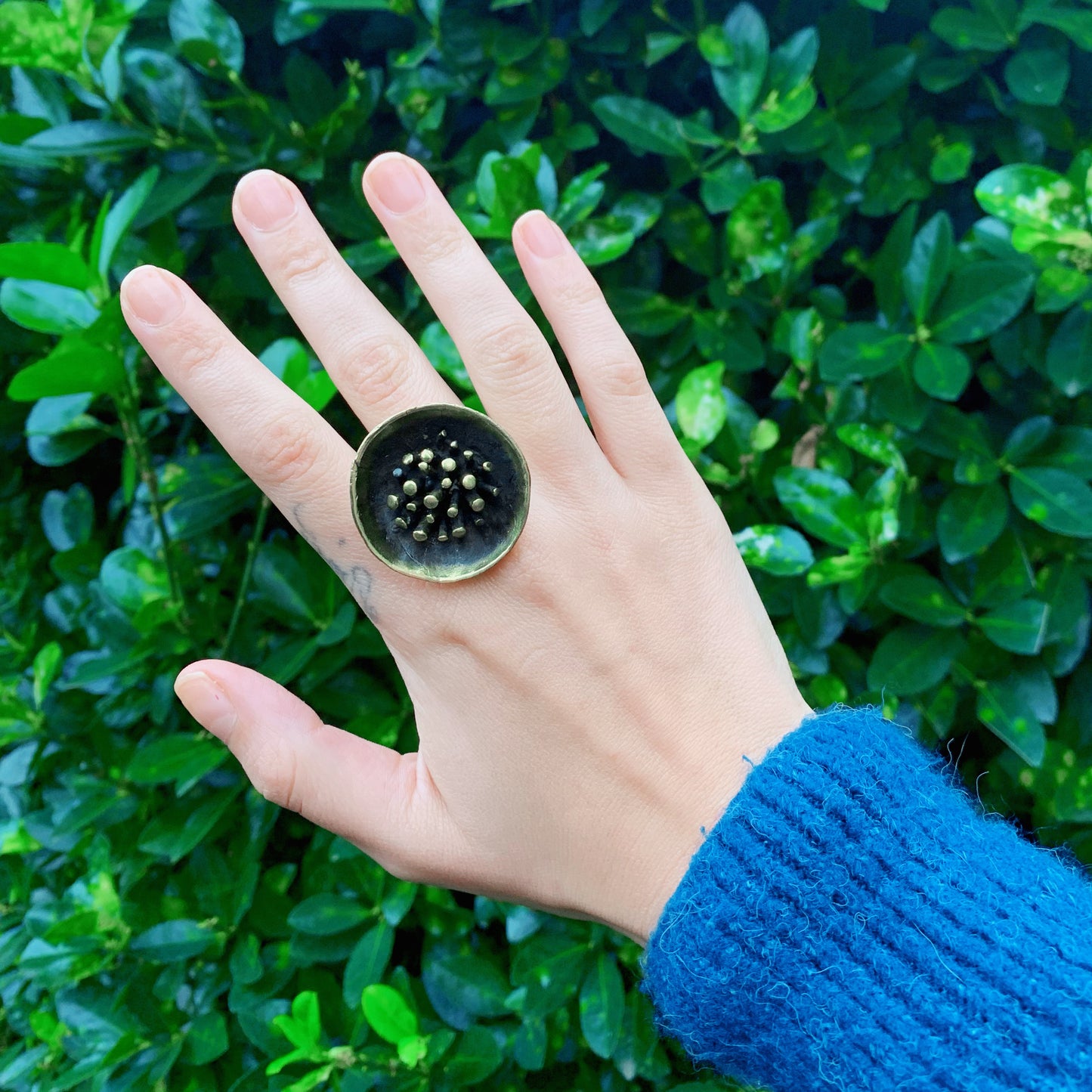 Lotus Bronze Adjustable Ring